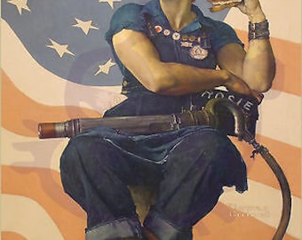 Norman Rockwell Print "ROSIE THE RIVETER, Post Cover" - (NR4) Americana, Perfect for Framing