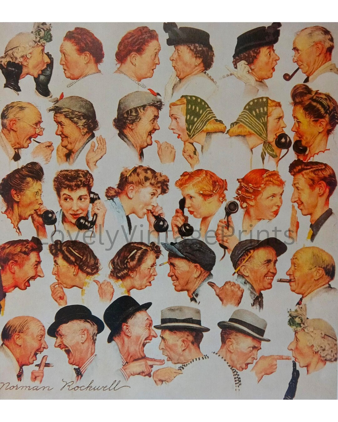 Printable Norman Rockwell the Gossips, Funny Wall Art, Digital Download ...