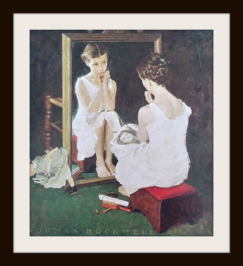 Norman Rockwell Print girl at the Mirror Etsy
