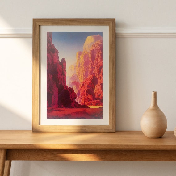 Printable Arizona by Maxfield Parrish - Red and Orange Sunset