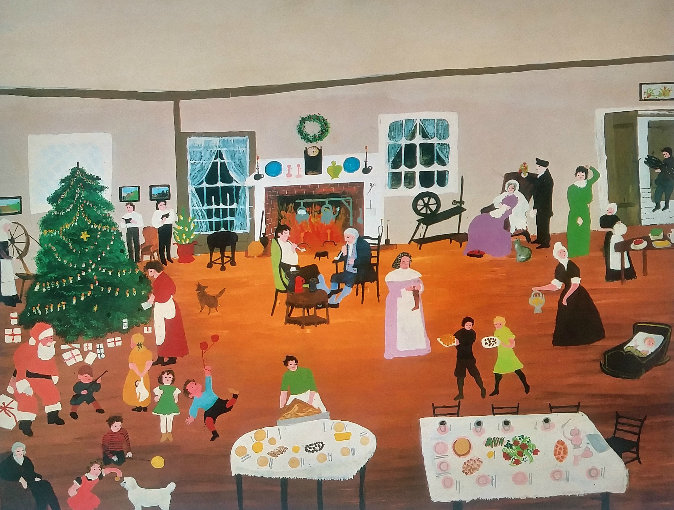 Grandma Moses Folk Art Print christmas at Home Etsy