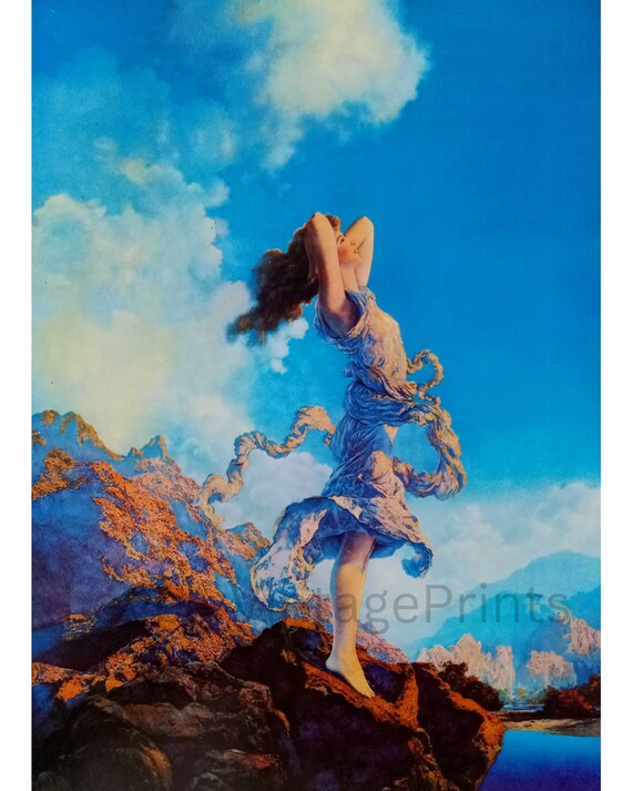 Printable Girl Against a Blue Sky With Clouds - ECSTASY by