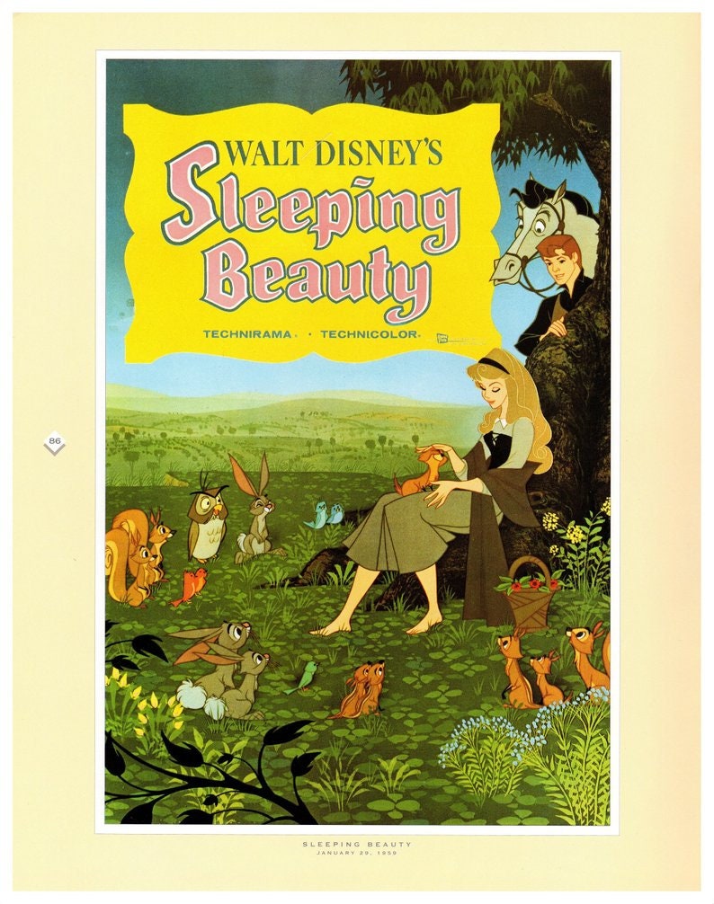 Vintage Disney Print sleeping Beauty Disney Wall Art Perfect Etsy