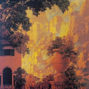 Printable Sunrise by Maxfield Parrish - Dreamlike Decor - Idyllic Scenery Art - PRINTABLE WALL ART - Digital Download