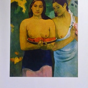 PAUL GAUGUIN Tahiti Print, Femmes tahitiennes aux fleurs de mangue Lithographie offset, 1955 image 2