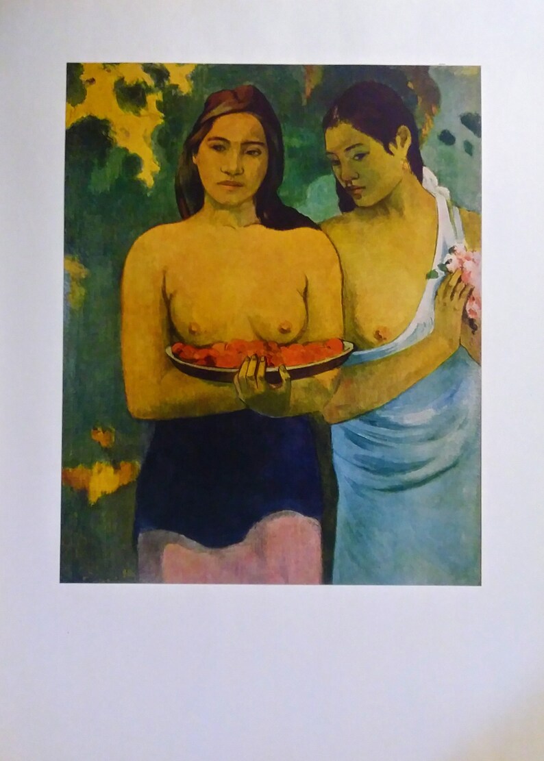 PAUL GAUGUIN Tahiti Print, Femmes tahitiennes aux fleurs de mangue Lithographie offset, 1955 image 2