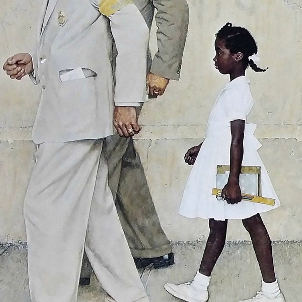 Norman Rockwell Print The Problem We All Live With - Detail - Ruby Bridges African American Girl, Desegregation, Civil Rights, Diversity NR5