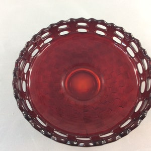 Vintage Fenton ruby basket weave with open edge Bon Bon dish