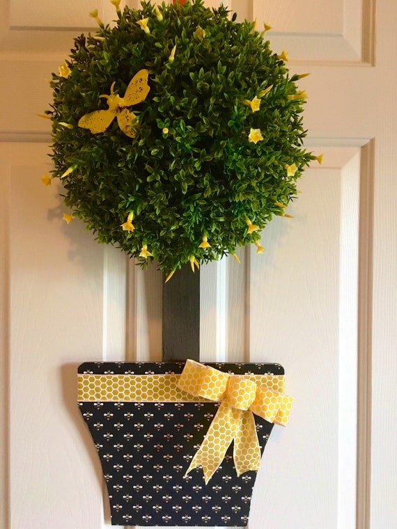 Topiary Bumble Bees Topiary Tree Wall Decor Door Hanging Topiary Wreath Topiary Door Hanging 3d Wreath Wreath Boxwood