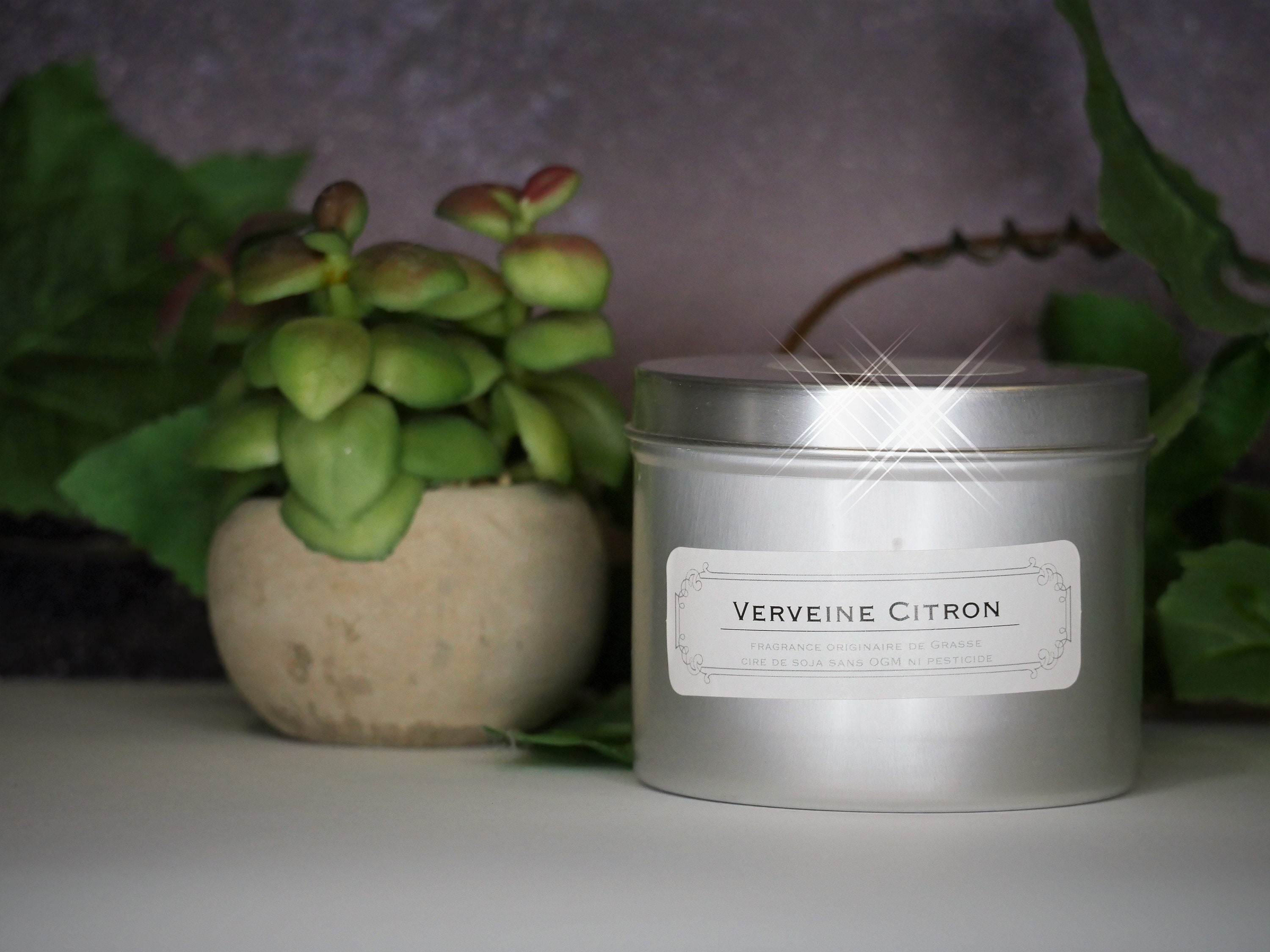 Bougie Parfumée Cire de Soja Sans Ogm Verveine Citron