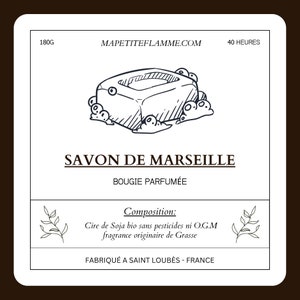 scented candle soy wax without GMO “Savon de Marseille”