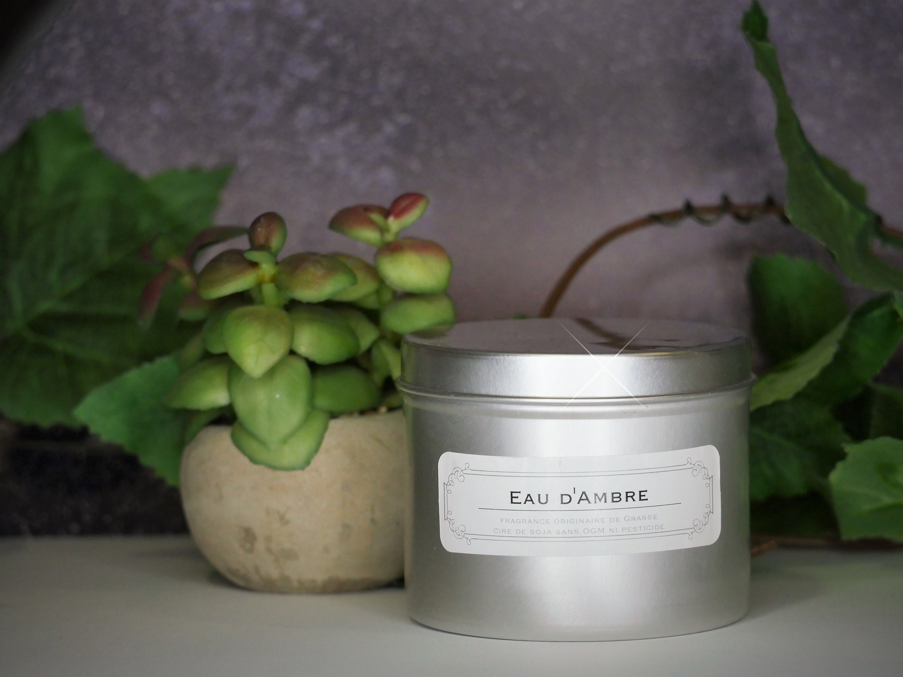 Bougie Parfumée Cire de Soja Sans Ogm Eau d'ambre