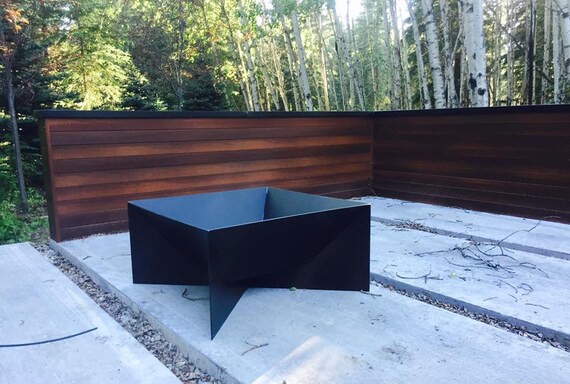 Modern Square Fire Pit Powder Coated Black Etsy