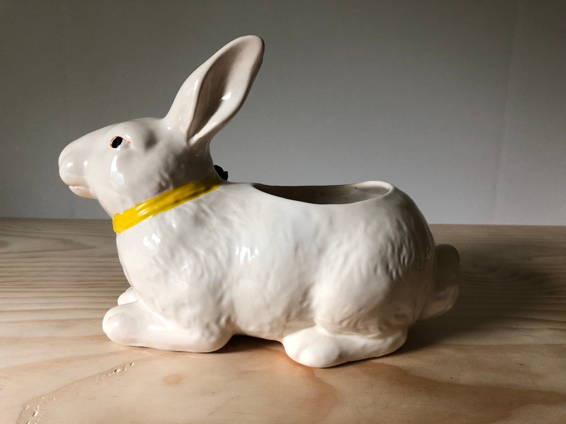 Vintage White Rabbit Planter by Whittier Pottery Vintage Etsy
