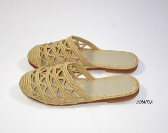 Raffia Shoes / Raffia Sandals / Raffia Slides / Moroccan Shoes / Moroccan Sandals / Hand Weaved Shoes / Christmas Slippers