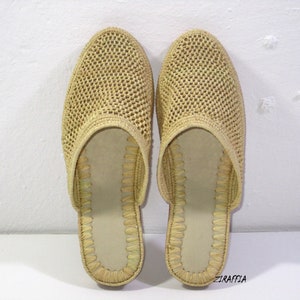 Raffia shoes handmade slippers summer mules Moroccan shoes raphia flats babouch