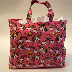 Fabric gift bag, unicorn gift bag, Birthday, reusable, party gift bag, eco friendly