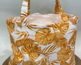 Fabric gift bag, orange and white  gift bag, reusable. birthday, teachers gift, eco friendly