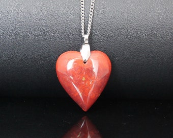 Heart Pendant Necklace  Inv A044 Red Jasper Natural Stone