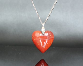 Natural Red Jasper Heart Pendant Necklace P1412