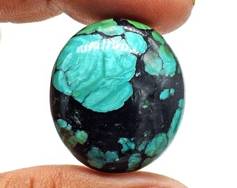 Natural Tibetan Turquoise Cabochon Gemstone (26x23x8 mm)
