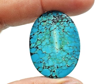 Naturlig tibetansk turkos cabochon: Ädelsten för smyckestillverkning (29,50 ct, 31 x 23 x 6 mm)