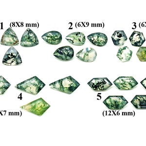 Lote de pedras preciosas de ágata musgo natural: pedras lapidadas em formato de pipa e fantasia