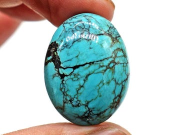 Turquoise Cabochon Stone: 21.50 ct Natural Gemstone, Tibetan Jewelry