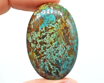 Natural Tibetan Turquoise Cabochon: Jewelry Making Stone (35x24x7mm)