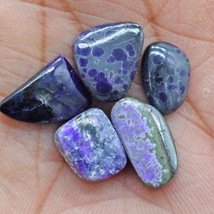 Sugilite Cabochon Lot (5 Pcs): South African Gemstone