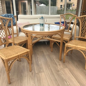 Wicker and 2024 glass dining table