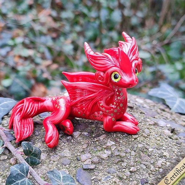 Dragon en pâte polymère - Dragon de lave