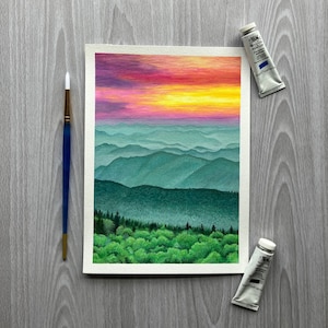 Lever du soleil - Original - Peinture à la gouache