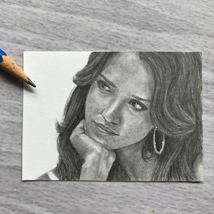 Tarjetas ACEO/Sketch - Jessica Alba - Grafito