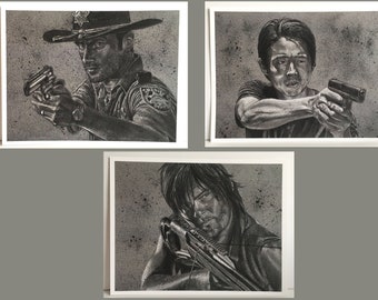 TWD - Rick Grimes, Glenn, Daryl - Impresión 8.5"x11" The Walking Dead
