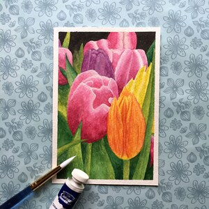 Tulip Flowers Original Watercolour Painting