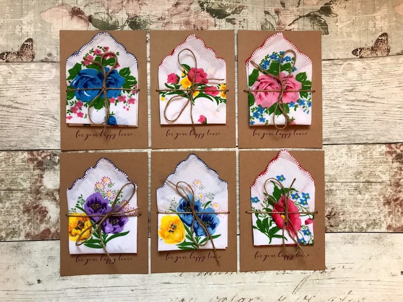 For Your Happy Tears Vintage Boho Handkerchief Cards