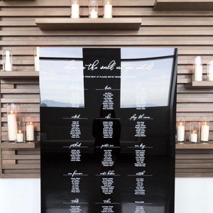 Laser Etched Acrylic Seating Chart, acrylic seating chart, wedding seating chart,reception sign,Black Acrylic Wedding Sign,Custom