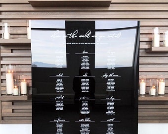 Laser Etched Acrylic Seating Chart, acrylic seating chart, wedding seating chart,reception sign,Black Acrylic Wedding Sign,Custom