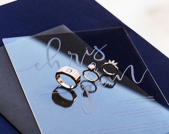 Klar Acryl HOCHZEIT EINLADUNG modern Transparent schwarz weiß gold Luxus Marmor minimal Wachs Siegel Kalligraphie Briefumschlag Liner einladungen diy