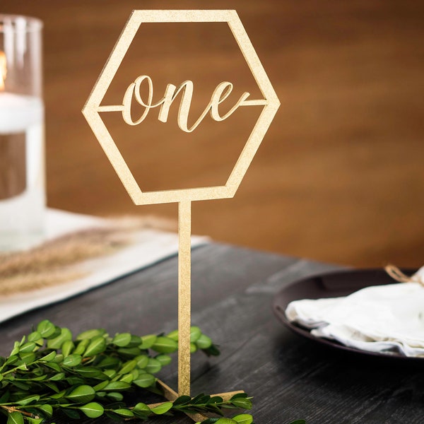 Wood Table Numbers for Wedding Tables, Party or Event, Wood Engraved Decor for Wedding, Table Numbers, Wedding Signs , Hexagon Table Number,