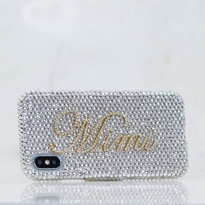 Personalized Name Initials Genuine Clear Gold Chain Crystals Bling Case For iPhone 16 Pro Max 15 14 Plus Galaxy S24 S23 plus