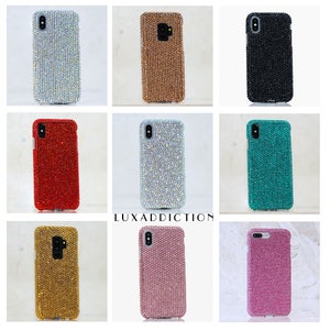 Pick Your Color Bling Genuine Crystals Case Cover For iPhone 15 Pro Max 14 plus  Samsung Galaxy S22 S23  Sparkle Gift for her