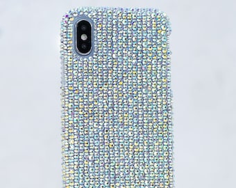 Bling Genuine Aurora Borealis Rainbow Crystals Case For iPhone 15 Plus 14 13 Pro  Max 11   Samsung Galaxy S22e S23     Cover