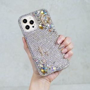 Nebula Design Genuine Rainbow Crystals AB Case For iPhone 16 Plus 15 Pro Max Samsung Galaxy S24 S23 Bling Diamond