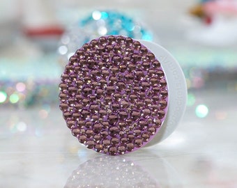 Genuine Amethyst Purple Crystals PopSockets Bling PopGrip Rhinestones Phone Grip Phone Stand Wedding Bridal Shower Gift Idea Diamond Sparkle