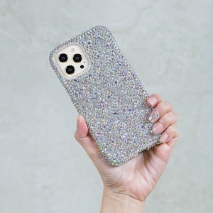 Bling Genuine Aurora Borealis Mixed Sizes Crystals Case For iPhone 16 Plus 15 14 Pro Max Samsung Galaxy S23 S24 Diamond