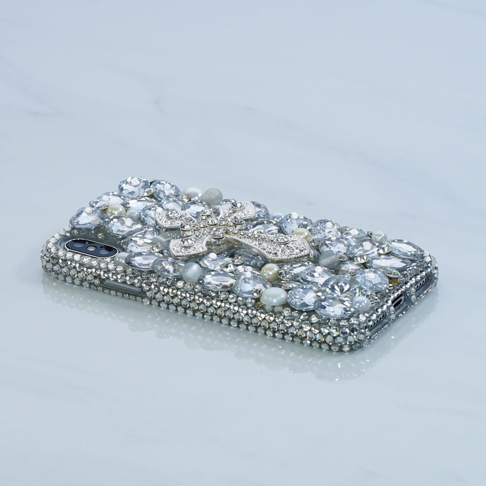 Diamond Silver Cross White Pearls Gem Stones Genuine Crystals | Etsy