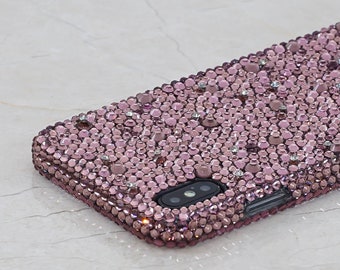 Bling Lusciously Genuine Lavender Crystals Case For iPhone 15 Plus 14 13 Pro  Max 11  8 6S Plus Samsung Galaxy S23 S22    Protective