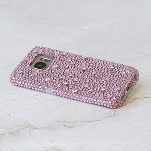 Bling Mixed Sizes Genuine Baby Pink Crystals Case For iPhone 15 Plus 14 13 XS Max 11 Samsung Galaxy S23 S22 Plus Sparkle cover image 3